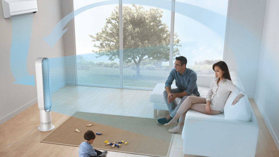ventilatore a torre dyson cool am07 biancoargento